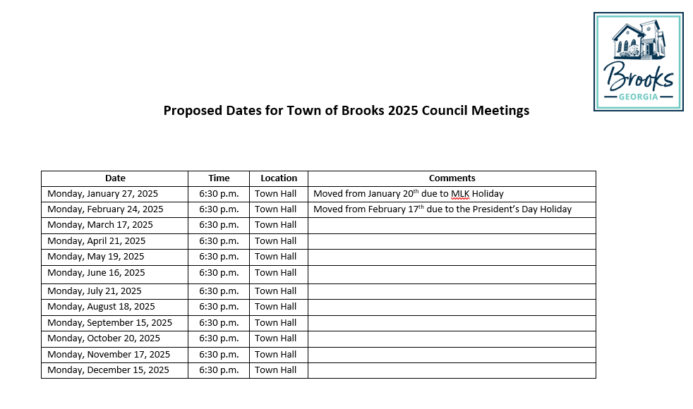  approved council dates